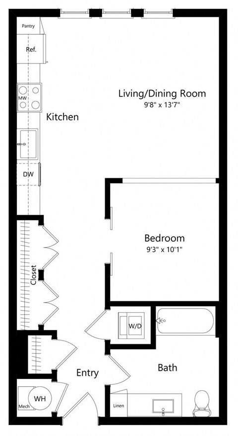 Studio Floor Plan with 645 Sq. Ft. at Lyra Luxury Apartments in Sarasota FL